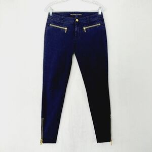 Michael Kors Navy Blue Gold Zipper Details Business Casual Trousers Pants P2649